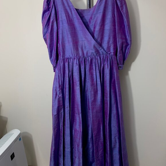 Stunning Vintage Laura Ashley Dupioni Silk Dress Women's 12 - Picture 4 of 4